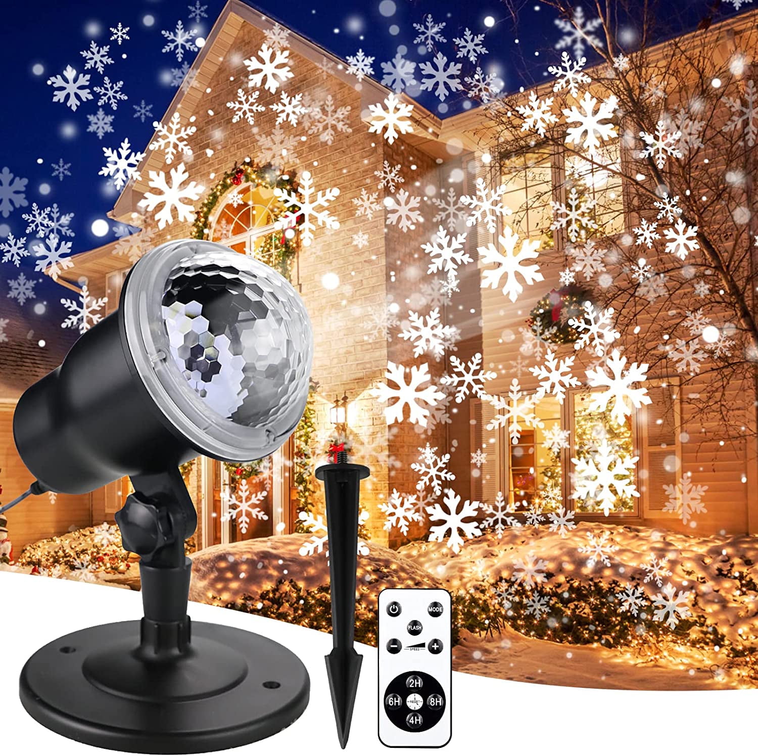 SONSIEN Christmas Snowflake Projector Lights, IP65 Waterproof Led