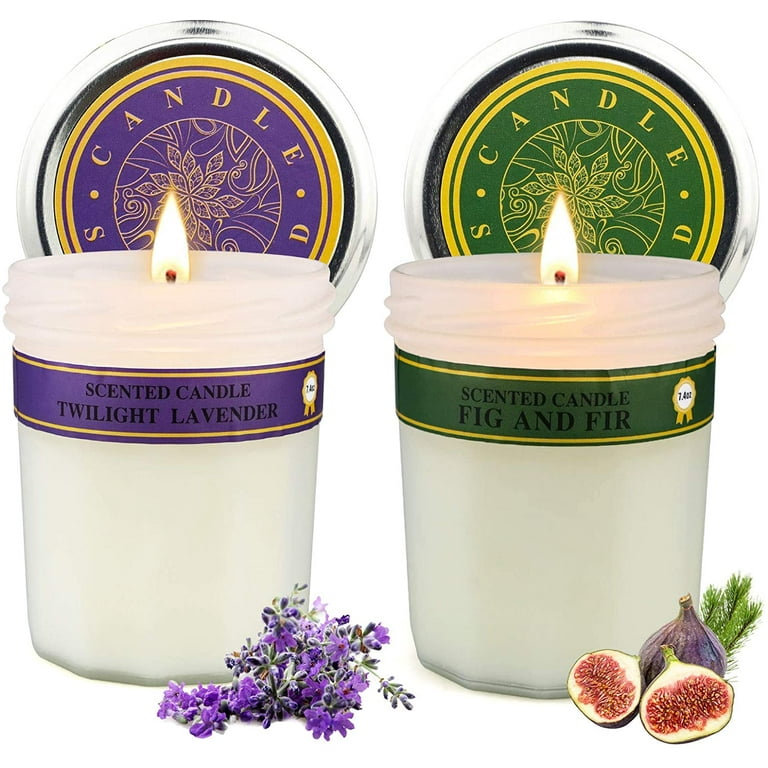 Soy Candles for Home Scented,2 Pack 5.5 oz Scented Candle Gift Set for Women, Aromatherapy Jar Candles - Ideal Candles Gift for Women (Lavender and