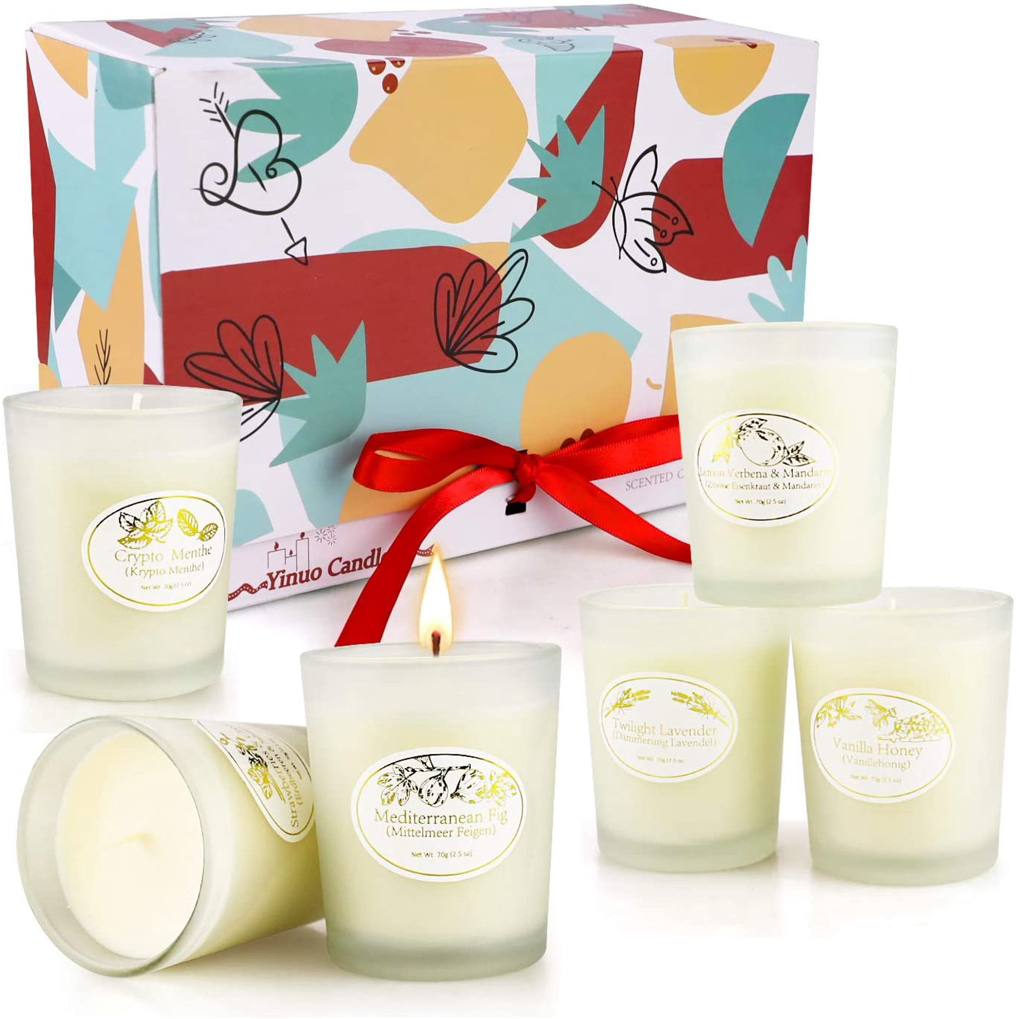 Oshine Scented Candles Gift Set for Women: Soy Wax Aromatherapy Candle Fragrance Candles 4.4 oz Strongly Fragrance Essential Oils for Stress Relief