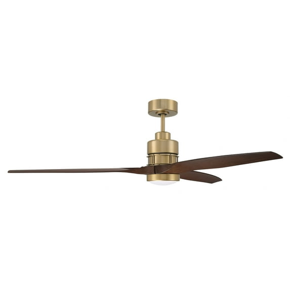 SONWF60SB3-WALP-Craftmade Lighting-Sonnet WiFi - 3 Blade Ceiling Fan with Light Kit-16.76 Inches Tall and 60 Inches Wide-Satin Brass Finish-Walnut