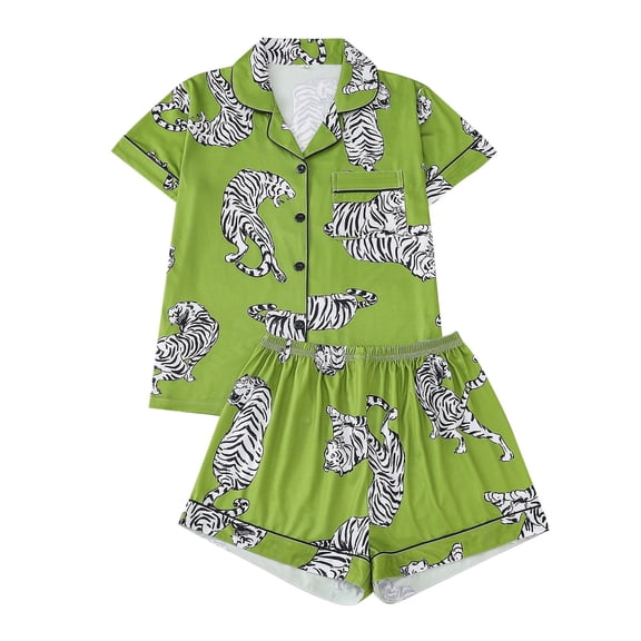 SONXAHE Animal Printed Pajamas for Women Short Sleeve Comfortable Nighttime Sleepwear