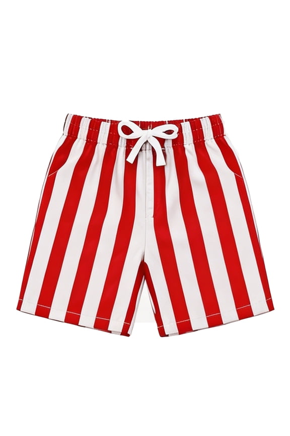 Big Boy' Shorts Elastic Waist Striped Print Loose Shorts Outdoor Lightweight Athletic Bottoms Red