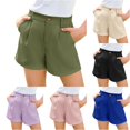 thumbnail image 1 of SONXAHE Big Girl's Button‑Front Pleated Casual Shorts Solid High‑Waist Shorts School Bottoms, 1 of 6