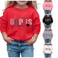 thumbnail image 1 of SONXAHE Big Girl's God Is Good Cross Heart Printed Crewneck Sweatshirt Long Sleeve Casual Pullover Faith Sweatshirt,Red, 1 of 4