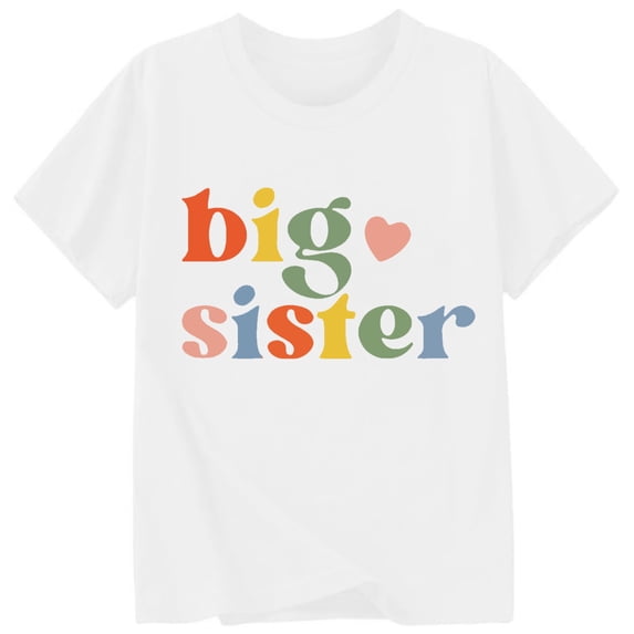 SONXAHE Big Girl's Tshirt Sister Graphic Crewneck Short Sleeve Tee Summer Athletic Breathable T Shirt White