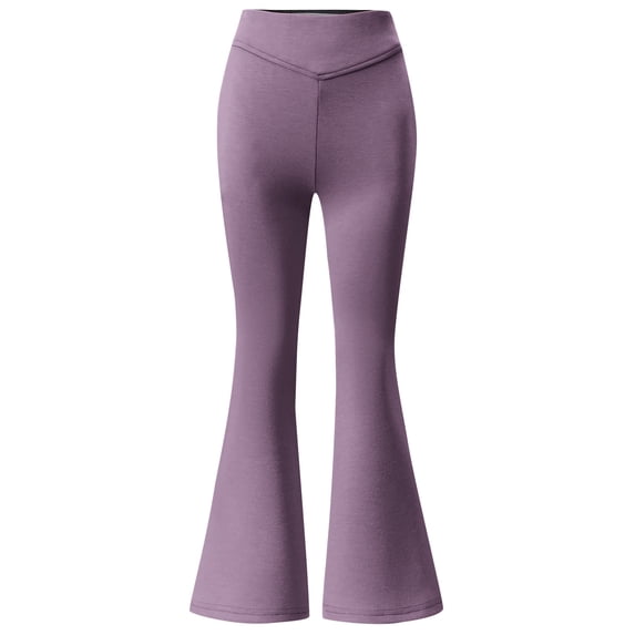 SONXAHE Big Girls School Pants Stretch Waist Flare Leg Trousers School Sports Uniforms Pants for Kids Purple