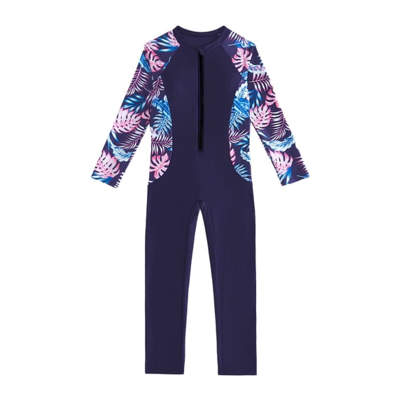 SONXAHE Big Girls UPF 50+ Full Body Swimsuit Zipper Front Rash Guard Swimwear Bathing Suit