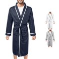 thumbnail image 1 of SONXAHE Contrast Bathrobe for Men Long Sleeve Open Front Bedtime Sleep Robe, 1 of 7