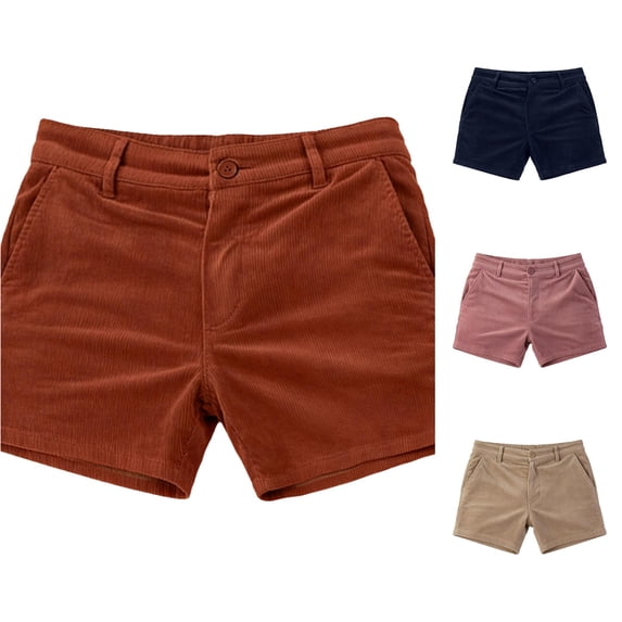SONXAHE Corduroy Shorts For Men Straight Fit Casual Outdoor Daily Wear Bottoms