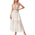 thumbnail image 1 of SONXAHE Crochet Waistband Maxi Skirt for Women Drawstring Tie Beach Midi Skirt, 1 of 6