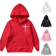 thumbnail image 1 of SONXAHE Cross Print Hoodie for Toddler Boys Long Sleeve Casual Hooded Sweatshirt Daily Pullover Tops,Red, 1 of 7