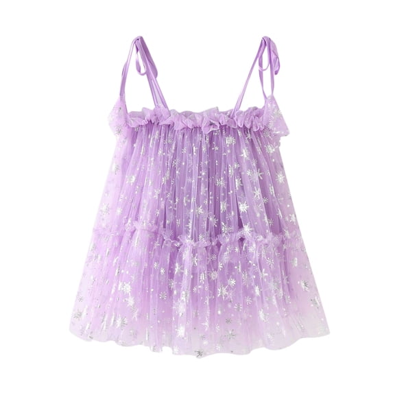 SONXAHE Dress for Infant Girls Summer Sleeveless Tulle Dresses Child Fashion Birthday Party Mesh Dress Purple