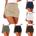 thumbnail image 1 of SONXAHE Dual Button Waist Cargo Mini Skirt for Women Side Cargo Pocket Street Daily Denim Skort, 1 of 6