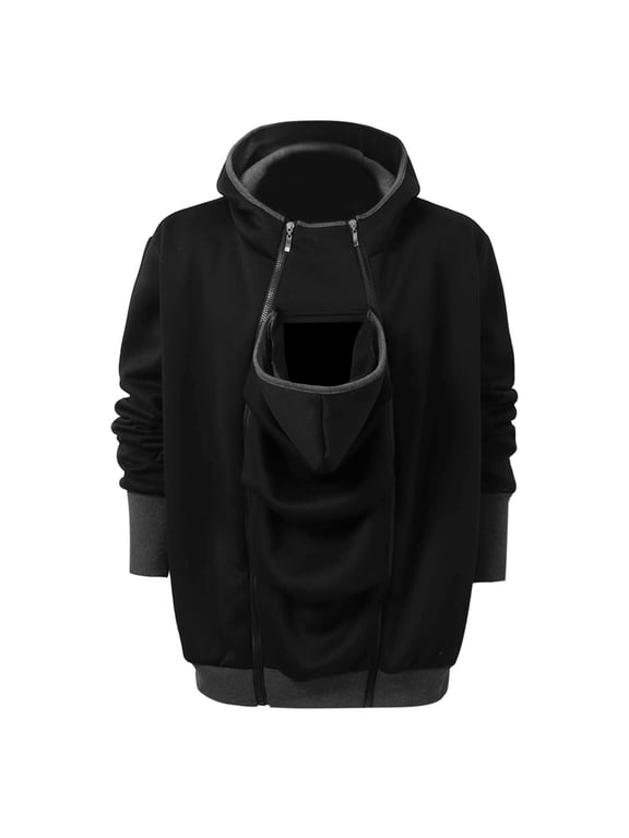 Face Covering Ninja Full Zip Hoodie for Men Double Zipper Drawstring Pocket Hoodies