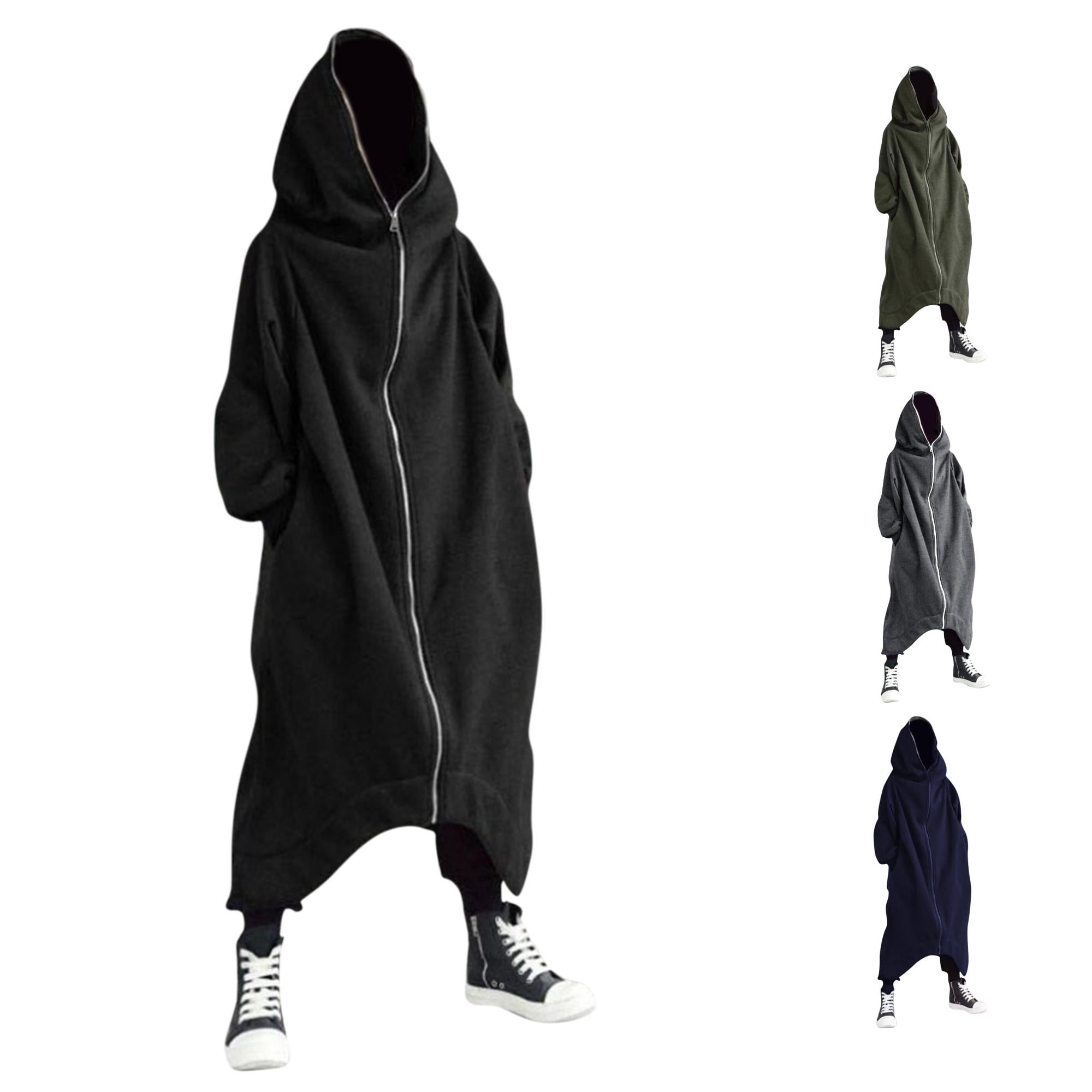 SONXAHE Full Zip Long Length Hooded Coat for Women Side Hand