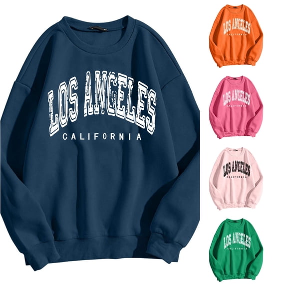 SONXAHE Graphic Crew-Neck Sweatshirt for women Relaxed Campus Daily Pullover