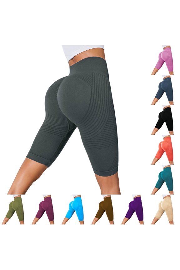 Hip Lift Textured Biker Shorts For Women Compression Slim Cut Daily Workout Bermudas