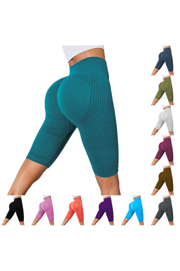 Hip Lift Textured Biker Shorts For Women Compression Slim Cut Daily Workout Bermudas