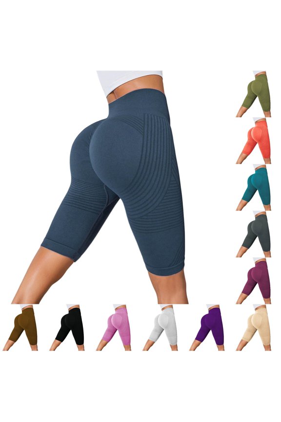 Hip Lift Textured Biker Shorts For Women Compression Slim Cut Daily Workout Bermudas