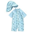 thumbnail image 1 of SONXAHE Boys UPF 50 One Piece Rash Guard Ocean Print Swimwear with Sun Hat, 1 of 3