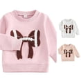 thumbnail image 1 of SONXAHE Girl's Football Bow Flocked Applique Crewneck Sweatshirt Long Sleeve Casual Pullover Basic Sweatshirt,Pink, 1 of 4