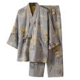 thumbnail image 1 of SONXAHE Landscape Print Pajama Set for Men Open Front Wide Sleeve Bedtime Sleep Pants, 1 of 9