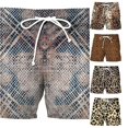 thumbnail image 1 of SONXAHE Leopard Print Swim Trunks For Men Drawstring Waist Beach Vacation Bottoms, 1 of 3