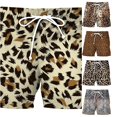 thumbnail image 1 of SONXAHE Leopard Print Swim Trunks For Men Drawstring Waist Beach Vacation Bottoms, 1 of 3