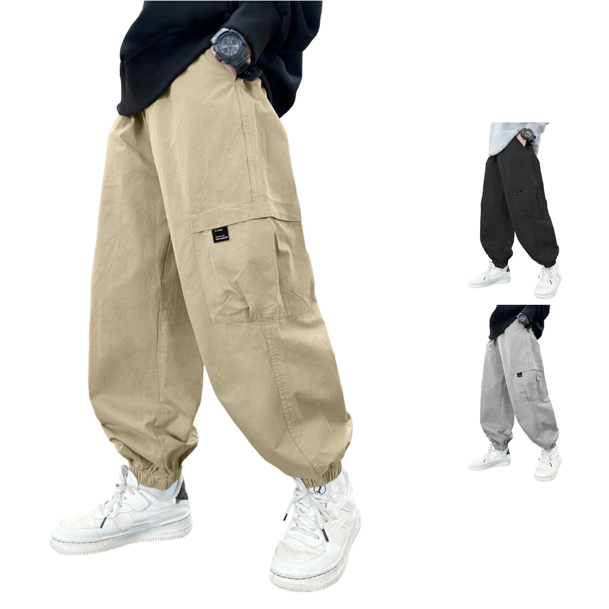 SONXAHE Little Boy's Big‑Pocket Cargo Pants Solid Daily Trousers ...