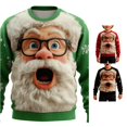 thumbnail image 1 of SONXAHE Little Boy's Large Santa Graphic Sweatshirt Long Sleeve Snowflake Print Sweatshirts Holiday Sweatshirt,Green, 1 of 5
