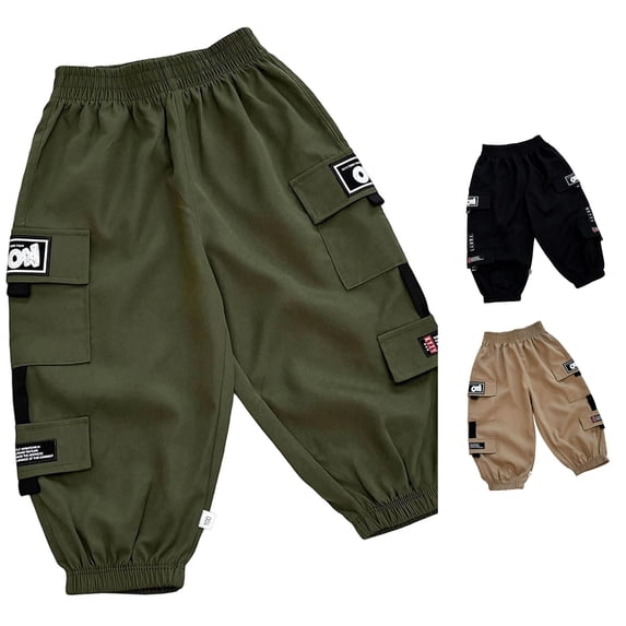 SONXAHE Little Boy's Multi‑Patch Cargo Pants Jogger‑Cut Construction Urban‑Fit Trousers Daily‑Play Bottoms