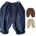 thumbnail image 1 of SONXAHE Little Boy's Pleated‑Waist Harem Pants Solid‑Tone Casual Pants Daily Play Bottoms, 1 of 5
