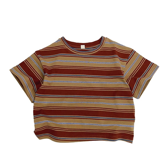 SONXAHE Little Boy's T Shirt Short Sleeve Crew Neck Striped Graphic Tshirt Summer Athletic Outdoor Tee Red