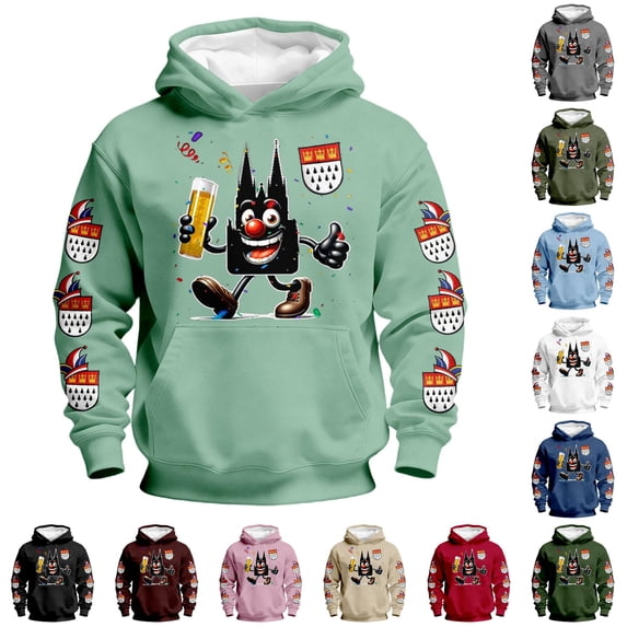 SONXAHE Little Boys Cartoon Character Hoodie Long Sleeve Full Print Hooded Sweatshirt Casual Pullover Tops,Light Green