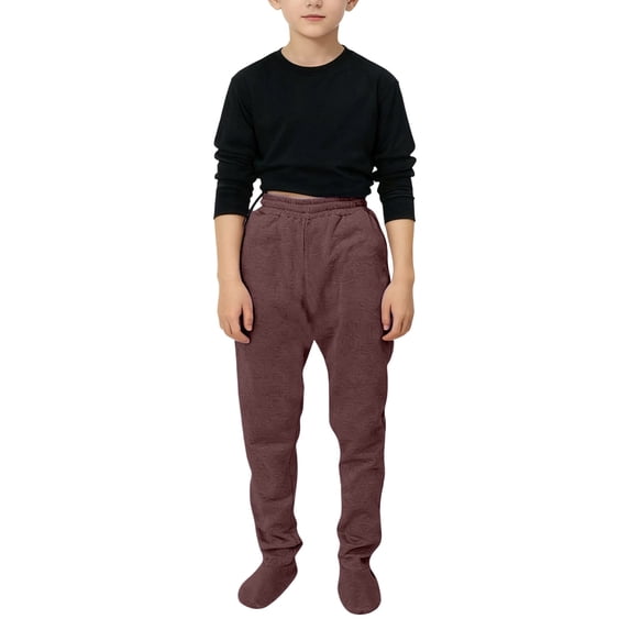 SONXAHE Little Boys Solid Footed Pants Elastic Waist Slim Fit Soft Daily Bottoms Active Trousers