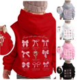 thumbnail image 1 of SONXAHE Little Girl's Double Side Print Hoodie Bow Cross Bible Verse Back Pattern Hooded Sweatshirt Long Sleeve Hoodies Faith Casual Youth Pullover Sweatshirt,Red, 1 of 5