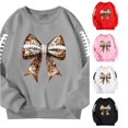 thumbnail image 1 of SONXAHE Little Girl's Football Bow Sleeve Print Sweatshirt Long Sleeve Graphic Sweatshirts Game Day Sweat Tops,Grey, 1 of 6