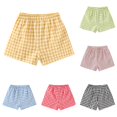 thumbnail image 1 of SONXAHE Little Girl's Gingham‑Print Casual Shorts Elastic Waist for Summer Trip Trousers, 1 of 4