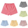 thumbnail image 1 of SONXAHE Little Girl's Gingham‑Print Casual Shorts Elastic Waist for Summer Trip Trousers, 1 of 4