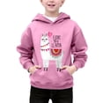 thumbnail image 1 of SONXAHE Little Girls Llama Letter Hoodie Long Sleeve Cartoon Animal Hooded Sweatshirt Daily Pullover Tops,Pink, 1 of 5