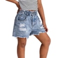 thumbnail image 1 of SONXAHE Little Girls Washes Denim Shorts High Waist Frayed Ripped Casual Jean Shorts,Light Blue, 1 of 7