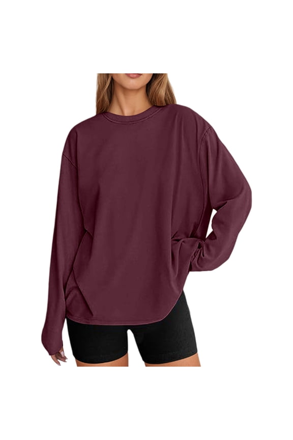 Long Sleeve Tee for Women Round Neck Daily Casual Weekend Relaxed Fit Comfortable Blouse