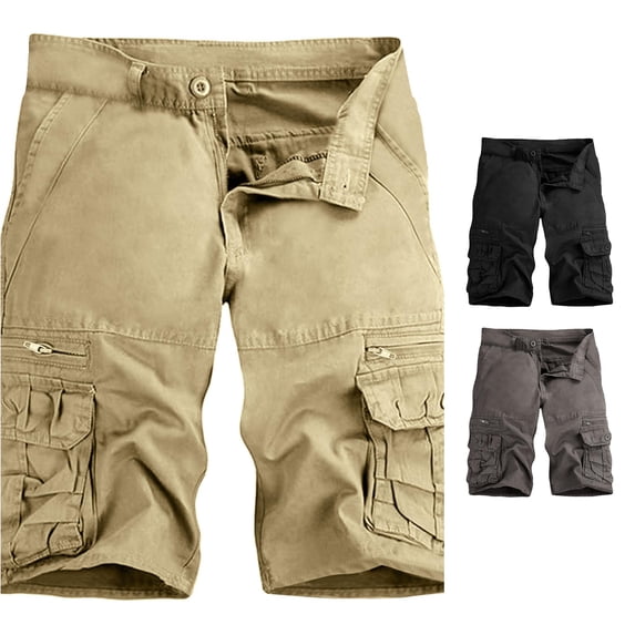 SONXAHE Men Zip Pocket Cargo Shorts Button Fly Multi Compartment Outdoor Bottoms