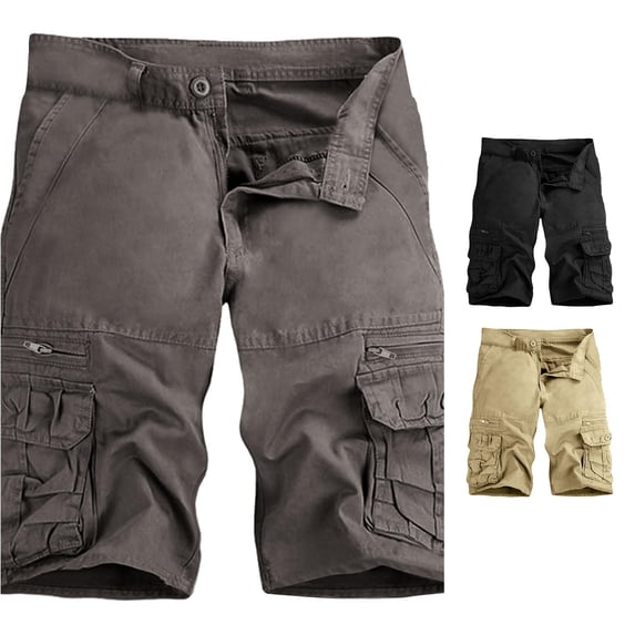 SONXAHE Men Zip Pocket Cargo Shorts Button Fly Multi Compartment Outdoor Bottoms