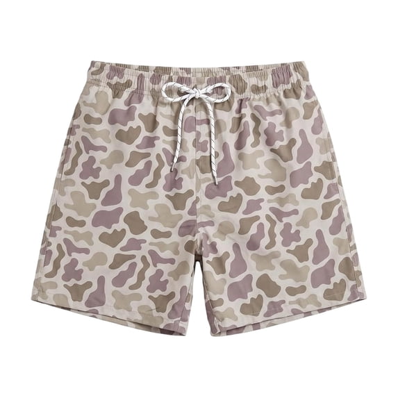 SONXAHE Men's Camo Print Swim Trunks Elastic Drawstring Waist Side Pockets Beach Bottoms