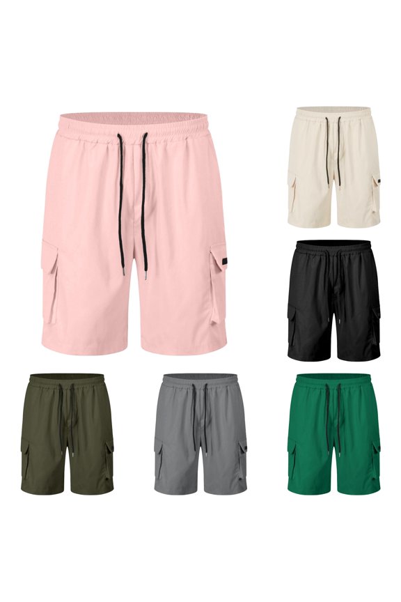 Men's Cargo Pocket Shorts Elastic Waist Drawstring Bottoms