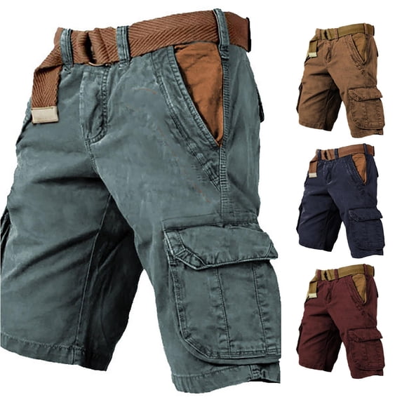 SONXAHE Men's Cargo Shorts Multi Side Pockets Belt Loops Loose Fit Outdoor Work Daily Bottoms