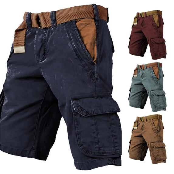 SONXAHE Men's Cargo Shorts Multi Side Pockets Belt Loops Loose Fit Outdoor Work Daily Bottoms