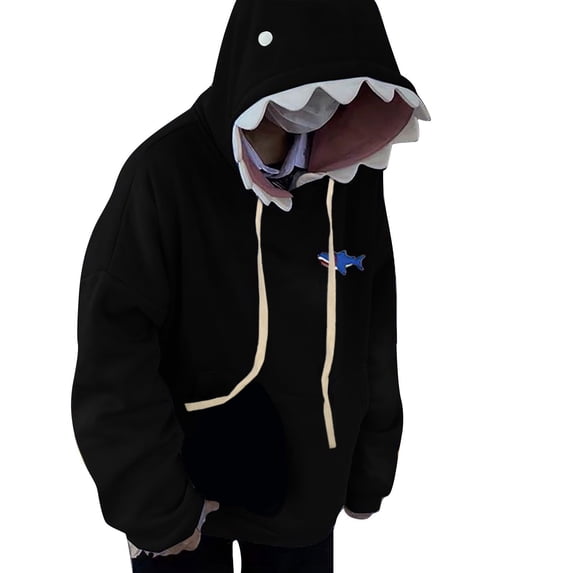 SONXAHE Men's Cartoon Embroidery Hooded Sweatshirt Oversized Streetwear Pullover Tops