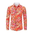 thumbnail image 1 of SONXAHE Men's Floral Print Long-Sleeve Shirt Retro Everyday Casual Button-Down Blouse, 1 of 2